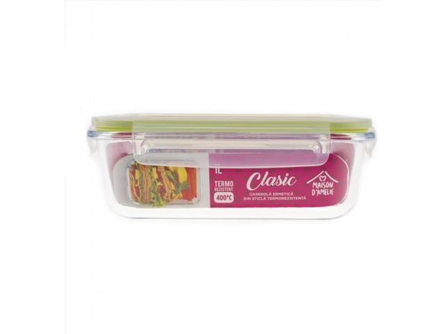 Cutie de sticla cu capac "clic clac" ermetic 1 L, Maison D'Amelie