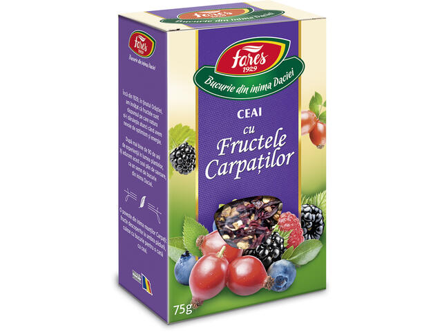 Ceai cu fructele Carpatilor Fares 75g, punga