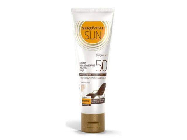 Crema nuantatoare pentru fata SPF 50 Sun, Gerovital, Farmec