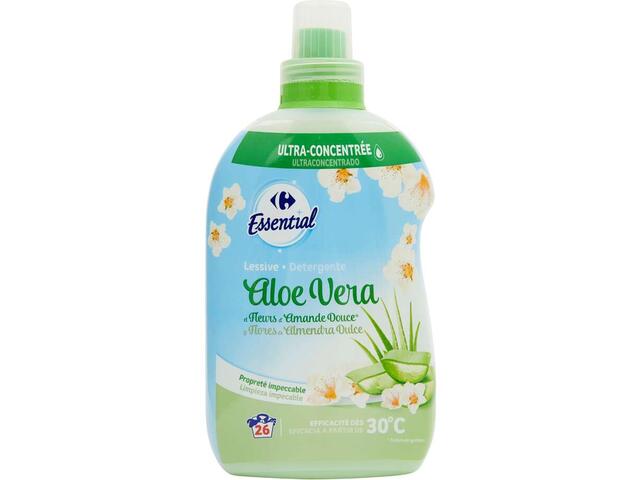 Detergent de rufe concentrat Carrefour Essential Aloe Vera, 26 spalari, 910ML