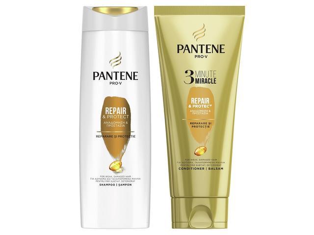 Pachet promo Pantene Pro-V Repair&Protect: Sampon, 360 ML + Balsam de par 3 Minute Miracle, 200 ML