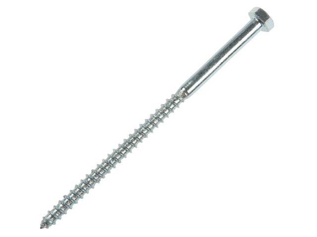 Surub autofiletant pentru lemn, cap hexagonal, otel zincat, alb, 8 x 150 mm, 10 buc