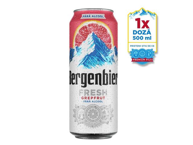 Bergenbier Fresh bere fara alcool cu aroma de grapefruit doza 0.5 l