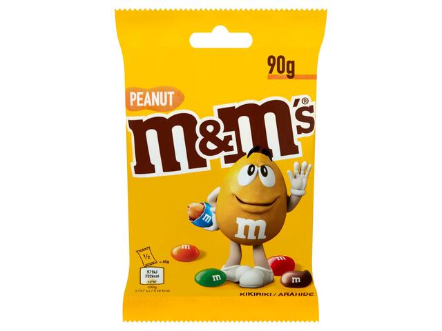 M&M's bomboane cu arahide invelite in ciocolata cu lapte, cu glazura crocanta si colorata  90 g