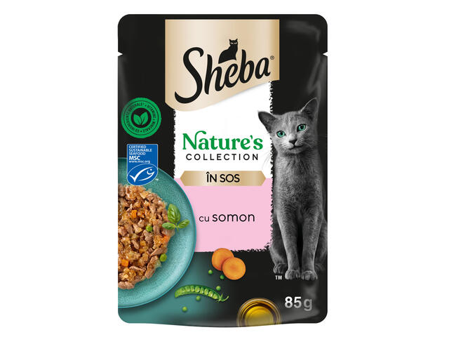 Sheba Nature's collection hrana umeda pentru pisici adulte, cu somon in sos 85g