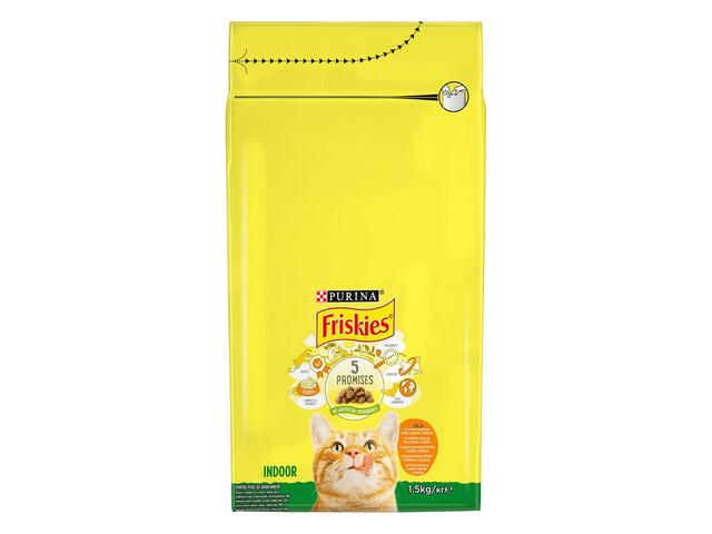 Friskies Adult Indoor, cu Pui si Legume, hrana uscata pentru pisici, 1.5 kg