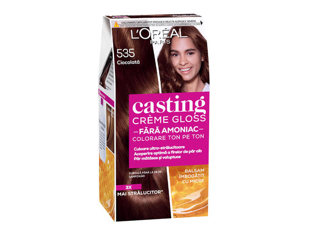 Vopsea de par semi-permanenta fara amoniac L'Oreal Paris Casting Crème Gloss 535 Ciocolata, 180ML
