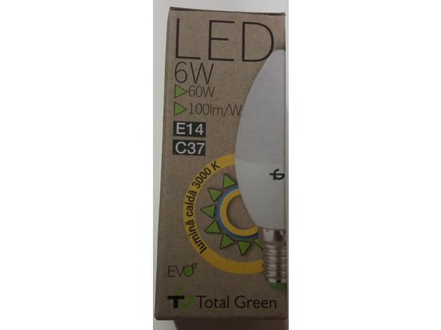 Bec LED EVO LUM C37 Total Green, 6W, soclu E14, 3000 K