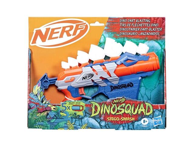 Blaster Nerf Dinosquad Stego-Smash cu 5 proiectile