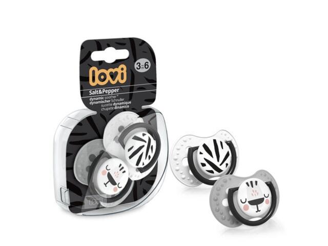 LOVI Suzeta Silicon Dynamic 3-6 m 2 pcs Salt&Pepper