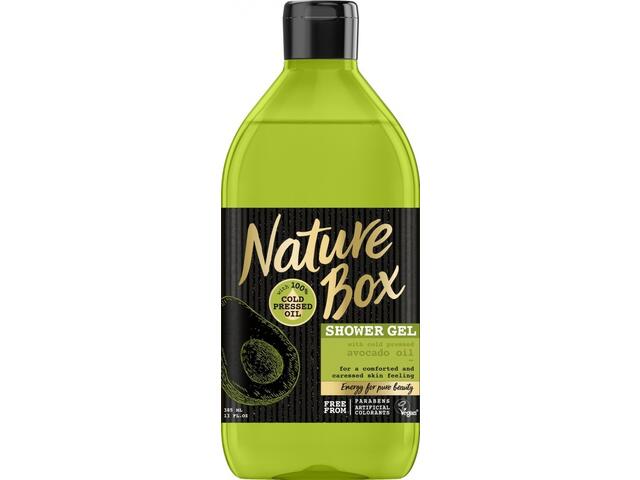 Gel De Dus Nature Box, Piele Catifelata, Cu Ulei De Avocado 385ML