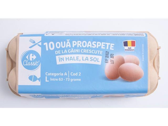 Oua marimea L 10 bucati Oua de la gaini crescute la sol Carrefour Classic