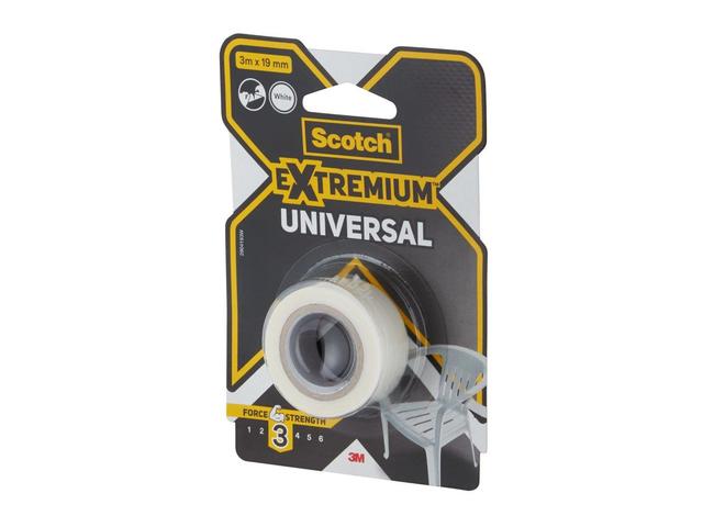 Banda adeziva 3M Scotch Extremium Universal, 3 m x 19 mm, Alb