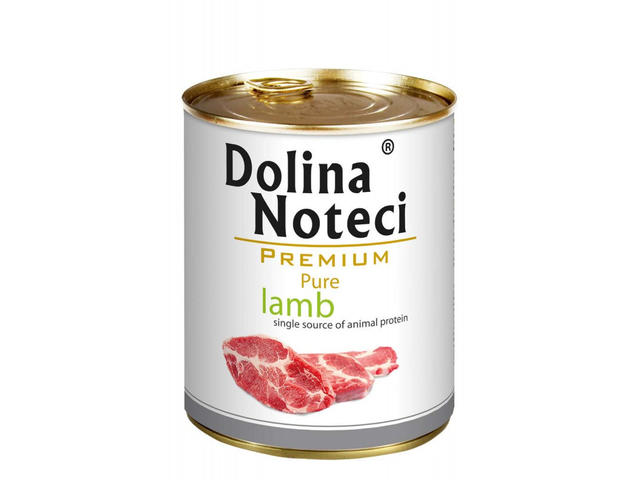 Hrana umeda pentru caini Dolina Noteci Premium Pure cu miel 800gr