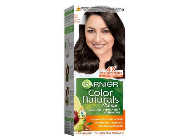 Garnier Color Naturals Vopsea de par permanenta, 3 Saten Inchis, 110 ml