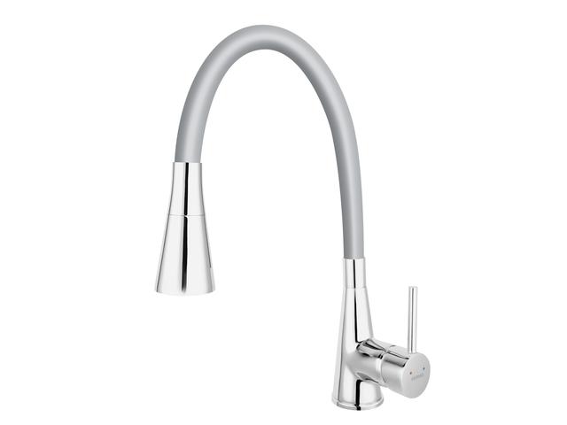 Baterie bucatarie Ferro Zumba II BZA42S, monocomanda, gri-argintiu/crom