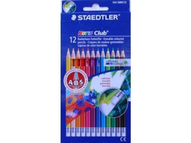 Set 12 creioane color cu guma Staedtler, lemn, Multicolor