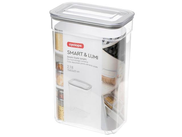 Cutie pentru depozitare alimente vrac Smart & Lumi Cyclops, 2.1 L, Transparent