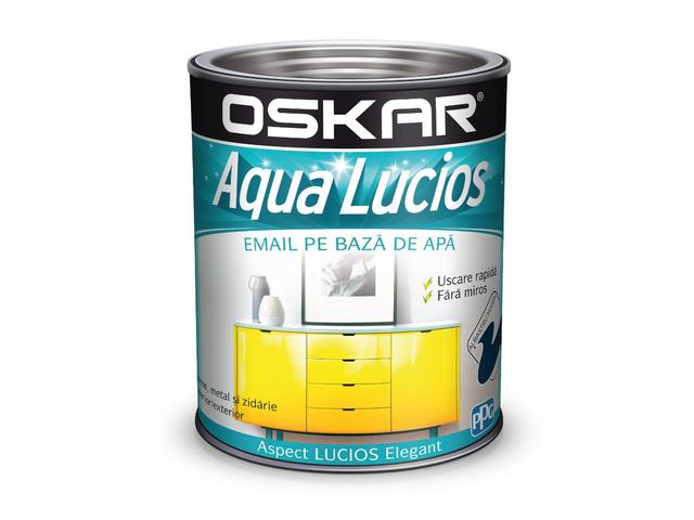 Vopsea acrilica Oskar Aqua Lucios, pentru lemn/metal/zidarie, interior/exterior, pe baza de apa, albastru marin, 0.6 l