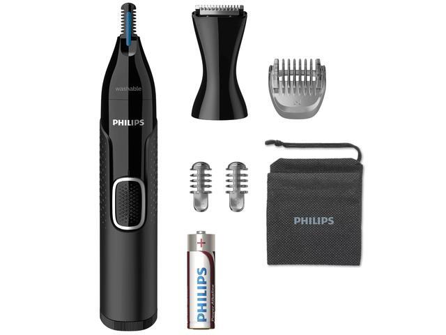 Trimmer Philips NT5650/16, pentru nas, urechi, sprancene si detalii, 2 piepteni, Negru