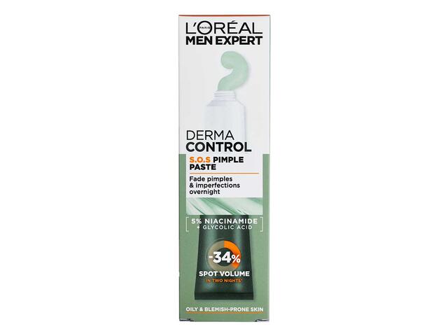 Crema Cu Textura De Pasta L'Oréal Paris Men Expert Derma Control S.O.S. Pimple Paste Pentru Barbati, 5% [Niacinamida Si Acid Glicolic], Imperfectiuni Localizate, Reduce Aspectul Petelor Si Imperfectiunilor, 45 Ml