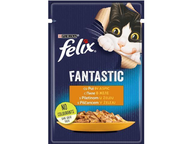 Felix Fantastic Pui In Aspic, Hrana Umeda Pentru Pisici, 85 G