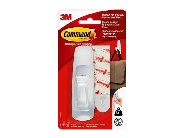 Set carlig standard mare si 2 benzi dublu adezive Command, greutate maxima sustinuta 2.2 kg, Alb