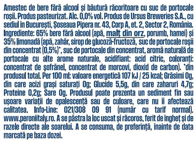Bere aromatizata fara alcool Peroni Arancia Rossa, 3+1 x 0.5 l