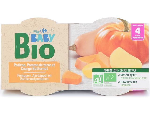 Piure cu dovleac Carrefour My Baby Bio  2x120g