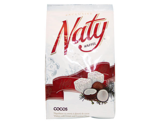 Napolitane cu crema & glazura de cocos 250 g Naty