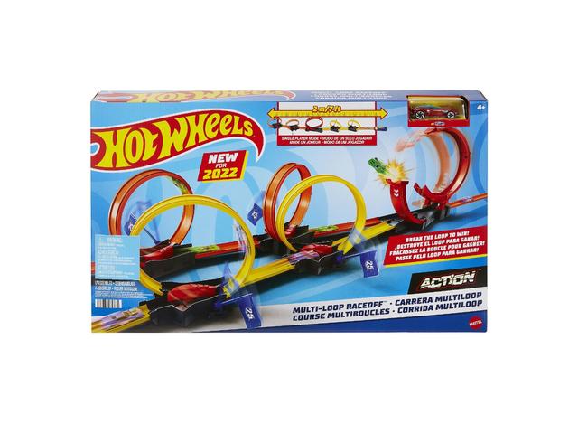 Set pista cu 3 bucle si masinuta Hot Wheels
