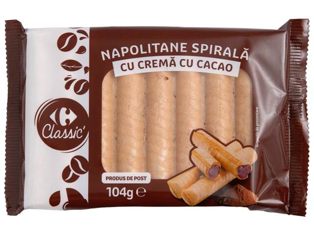 Napolitane Spirala cu Crema Cacao 104g Carrefour Clasic