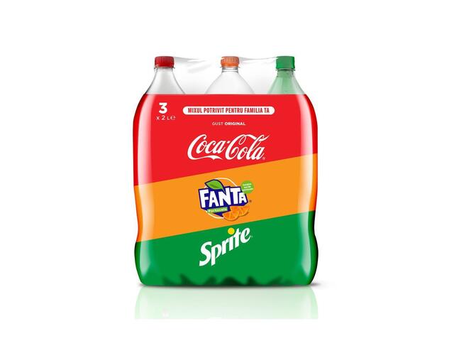 Bautura carbogazoasa Coca-Cola, Fanta, Sprite, 3 x 2 l