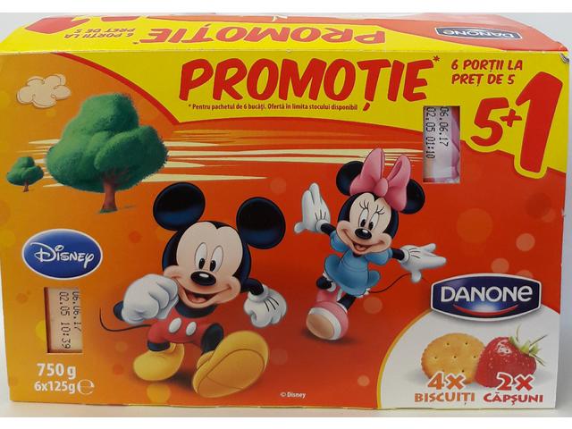 Iaurt cu biscuiti si capsuni Disney 6x125g Danone