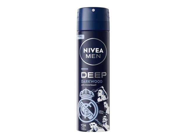 Nivea Men Deep Darkwood Anti-Perspirant Spray 150Ml Editie Limitata Real Madrid