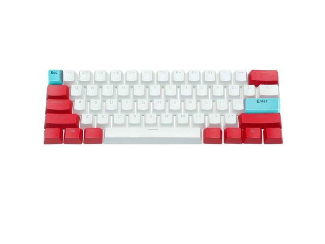 Kit butoane Royal Kludge PBT Double-Shot Keycaps, 61 taste, translucide, compatibile Cherry MX, US, Alb/Rosu, KC-27