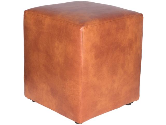 Taburet Cube, tapiterie piele ecologica, cires IP8070, 45x37x37 cm