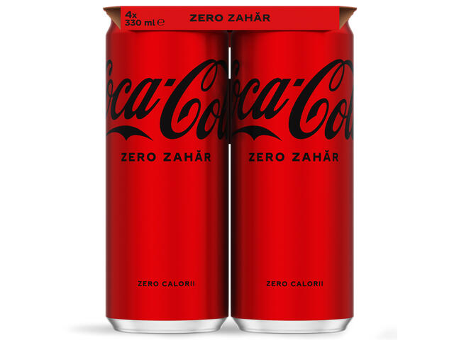 Coca-Cola Bautura carbogazoasa Cola Zero Zahar Doza 4x0.33l