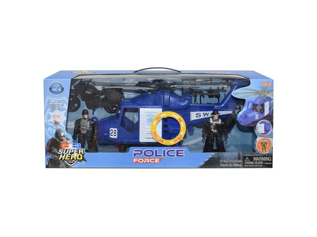 Set elicopter cu sunete, lumini si figurine, Hero Combat, Politie Force