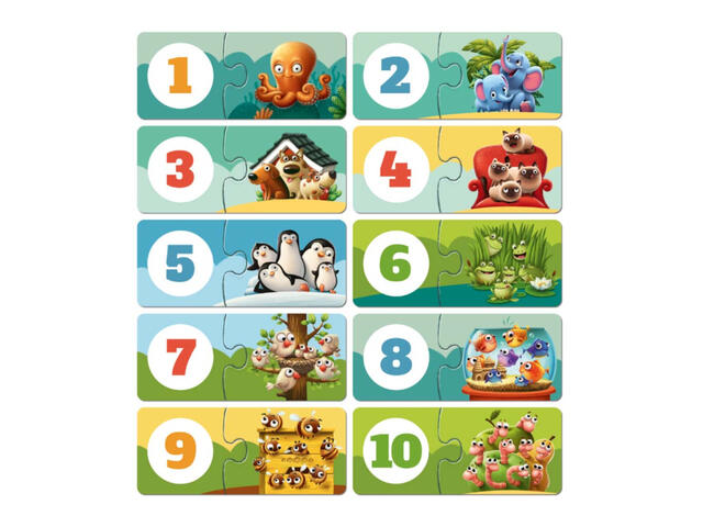 Puzzle din lemn, Cubika, Numara animalutele, 20 piese