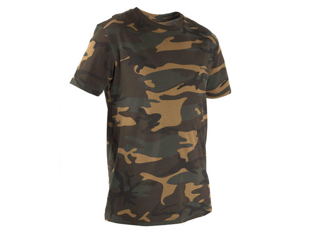 Tricou 100 Camuflaj Woodland Maro Bărbațiundefined