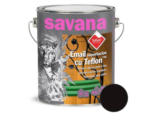 Email Savana ultra rezist pentru metal/lemn/zidarie, interior/exterior, negru, 2,5 l