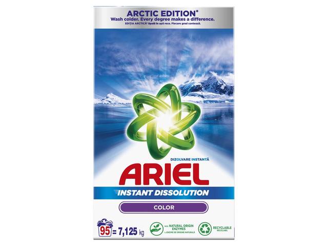 Detergent de rufe pudra Ariel Arctic Edition Color, 95 spalari, 7.125 kg