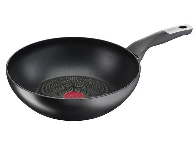 Tigaie wok cu inductie Unlimited Tefal, aluminiu/inox, 28cm, Negru