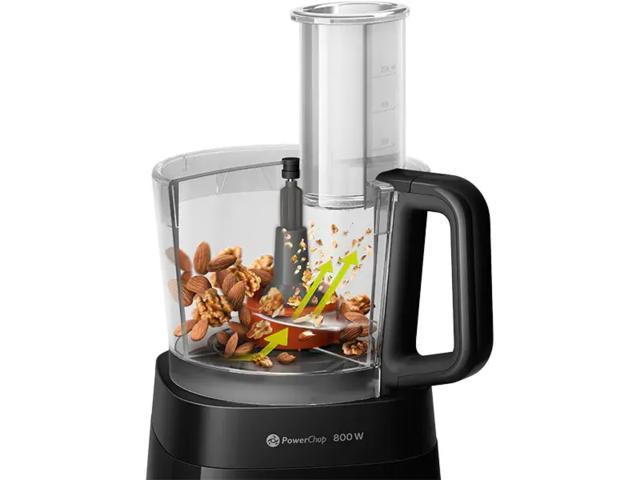 Robot de bucatarie Philips HR7510/10, vas 2.1l, blender 1.5l, 800W, 2 trepte viteza, Negru