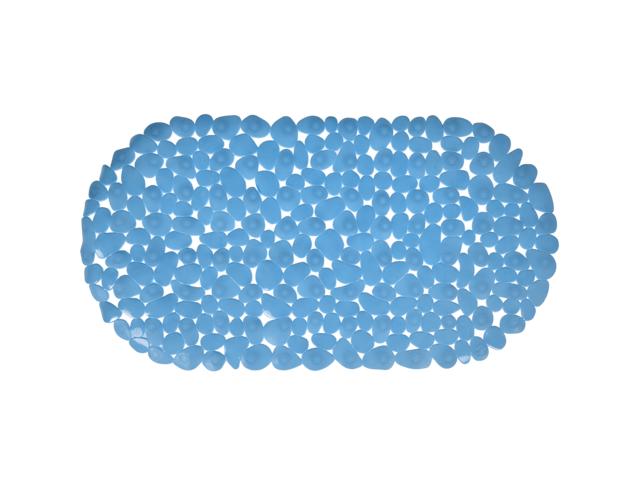 Covoras de baie antiderapant MSV Stone, PVC, bleu, 68x35 cm