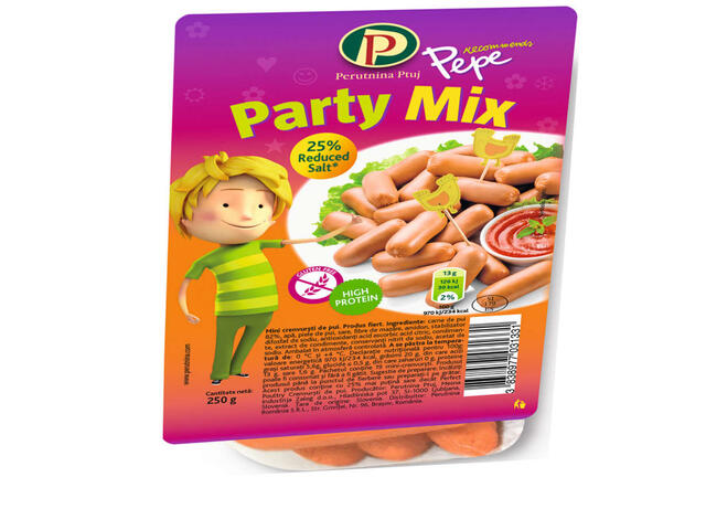 Party Mix Pepe mini crenvursti de pui 250g