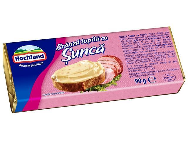 Branza topita bloc cu sunca Hochland 90g