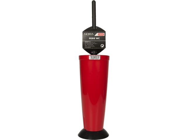 Suport si perie WC Romtatay Nora, plastic, rosu, 10x42cm