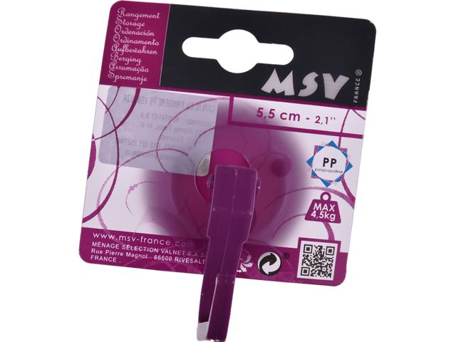 Carlig cu ventuza, plastic, 5,5 cm, mov